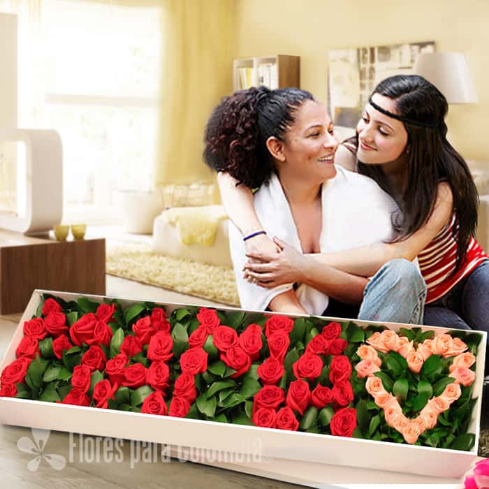 caja rosas varios colores x 63