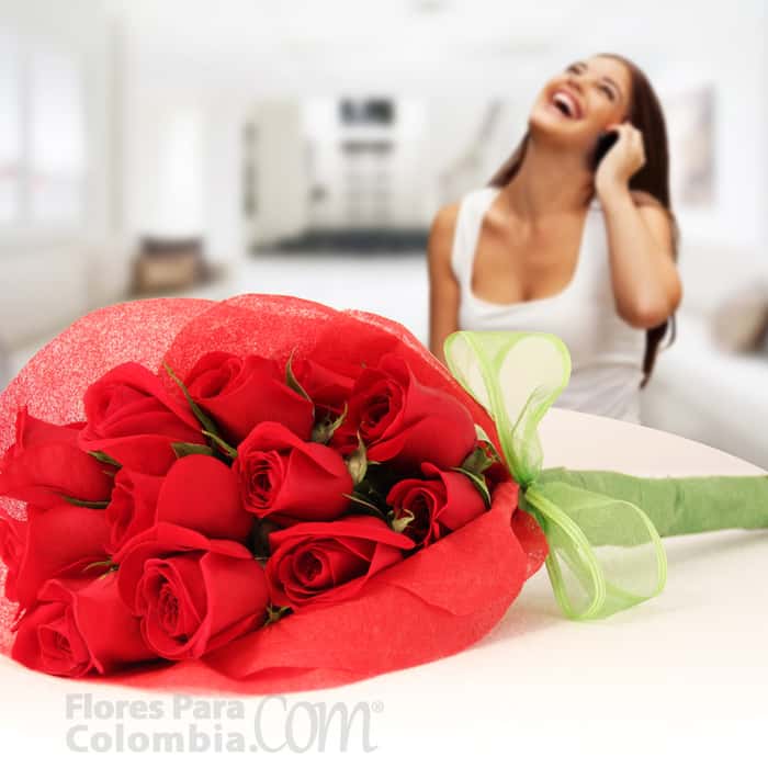 ramillete rosas rojas x 12