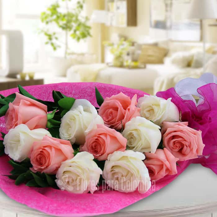 ramillete rosas varios colores x 12