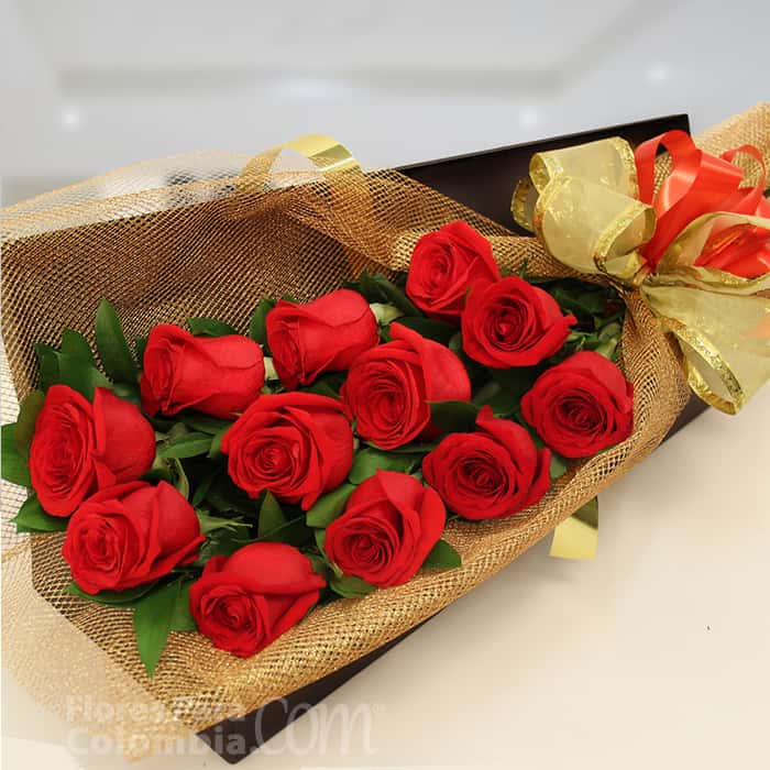 caja rosas rojas x 12