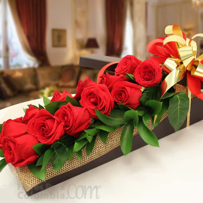 caja rosas rojas x 12