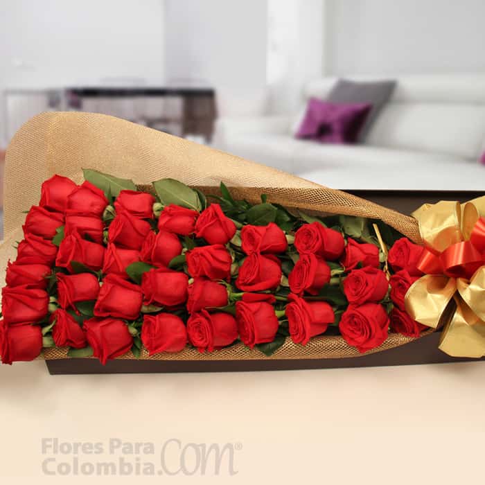 caja rosas rojas x 36