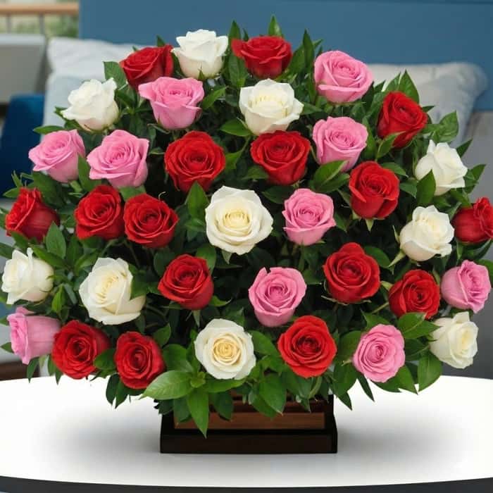 Arreglo Floral una cara rosas combinadas x 36