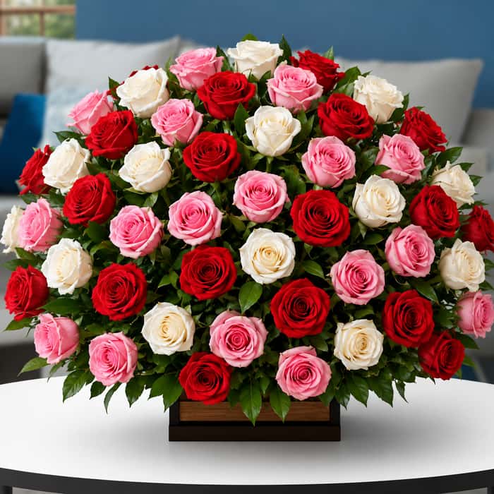 Arreglo Floral una cara rosas combinadas x 48