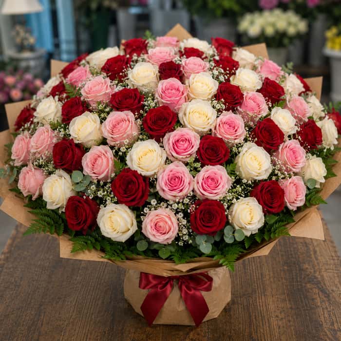 Ramillete coreano rosas combinadas x 100