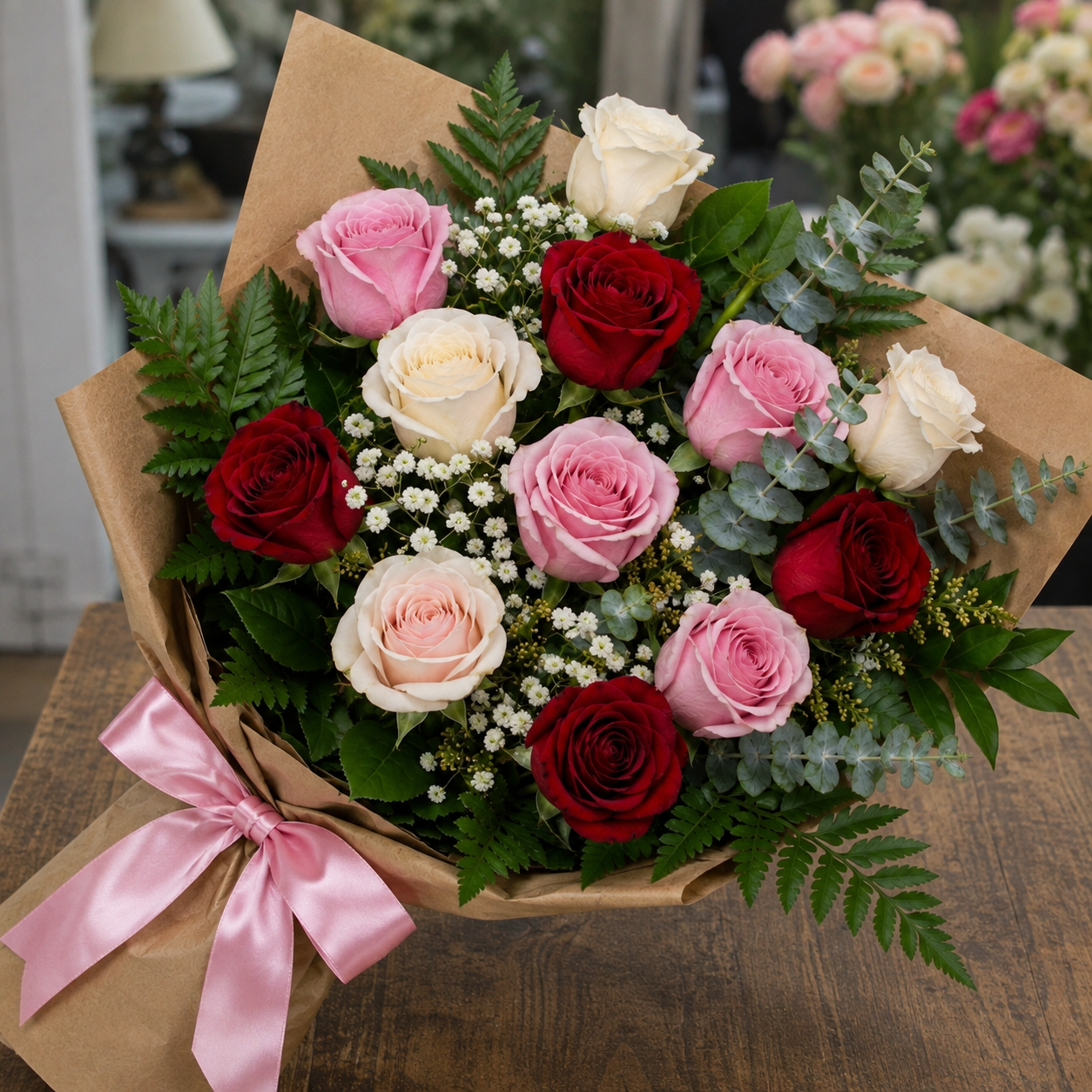 Ramillete Coreano Amor Tricolor 12 Rosas