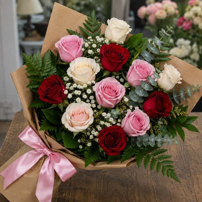 Ramillete Coreano Amor Tricolor 12 Rosas