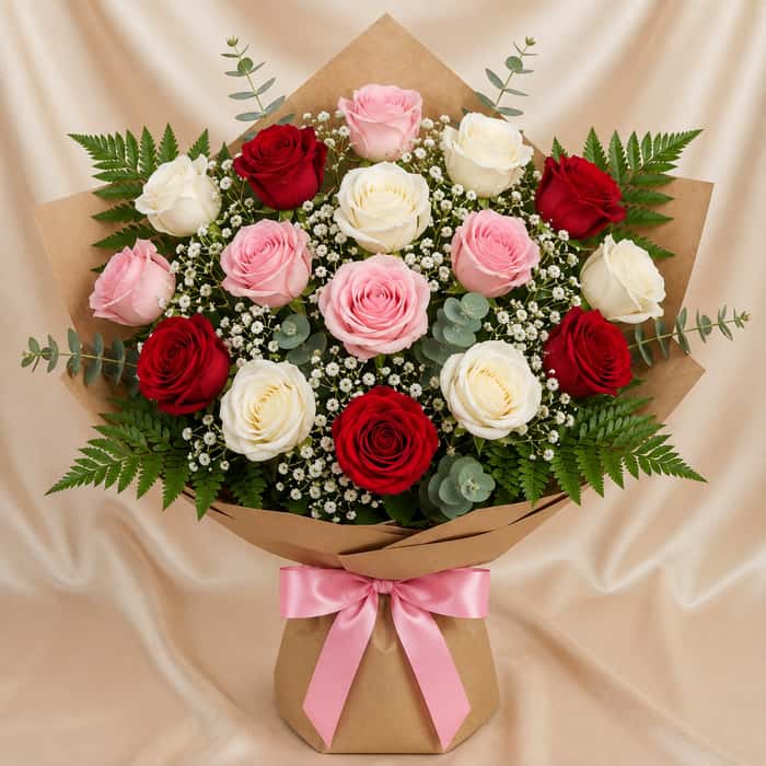 Ramillete coreano rosas combinadas x 18