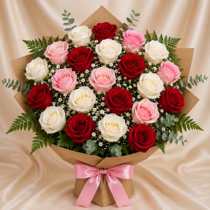 Ramillete coreano rosas combinadas x 24