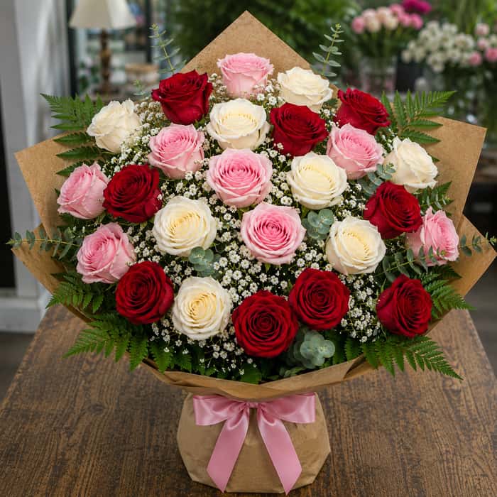 Ramillete coreano rosas combinadas x 24