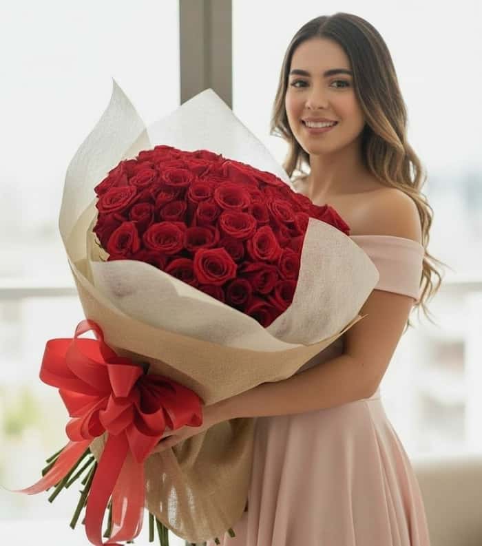 Ramillete coreano rosas rojas x 100