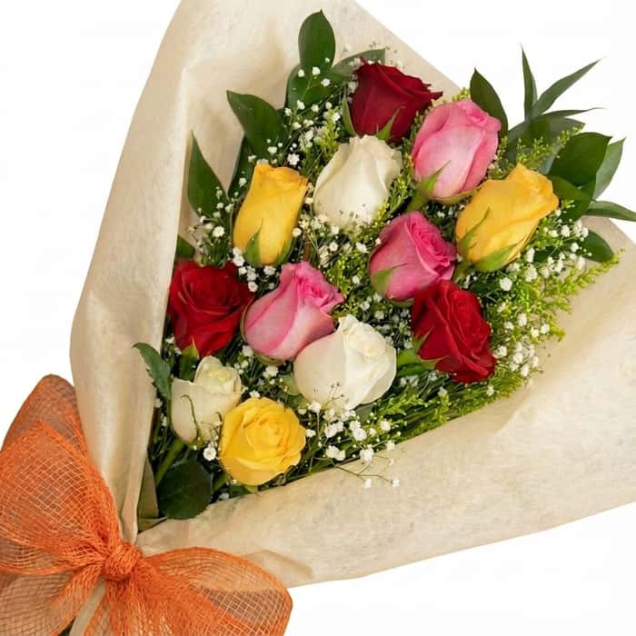 ramillete rosas varios colores x 12
