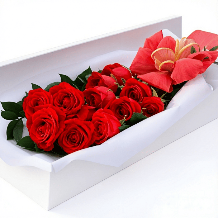 caja rosas rojas x 12