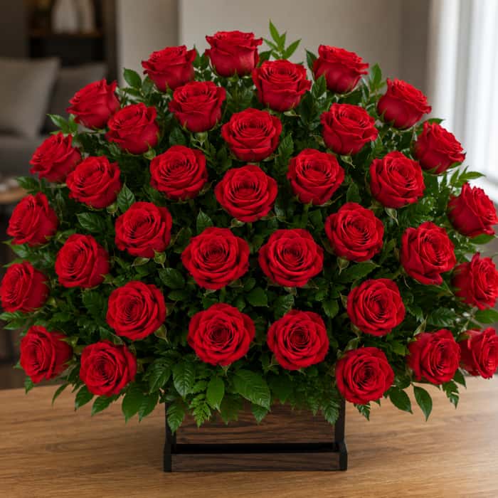 Arreglo Floral una cara rosas rojas x 36