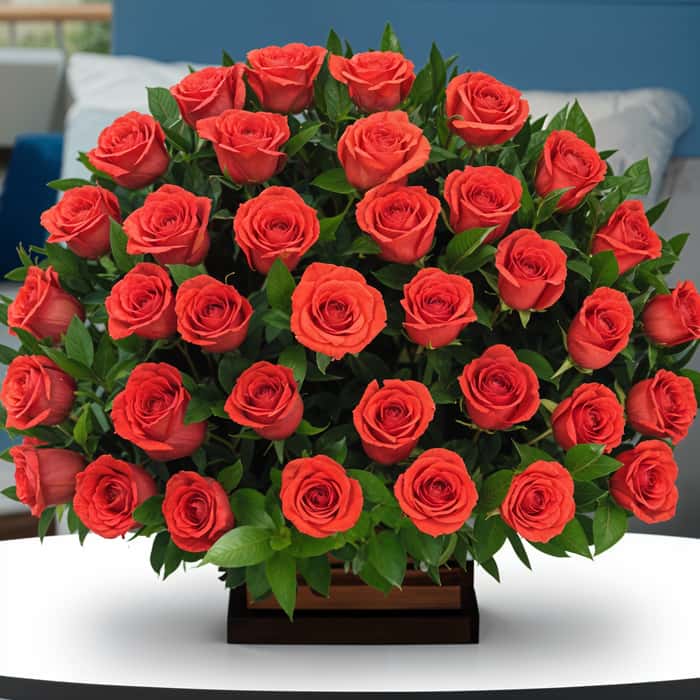 Arreglo Floral una cara rosas rojas x 36