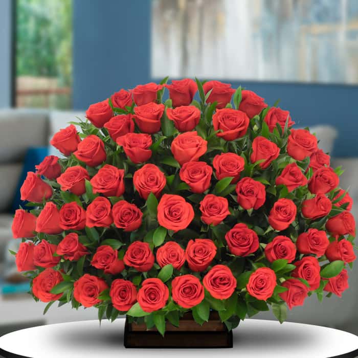 Arreglo Floral una cara rosas rojas x 60