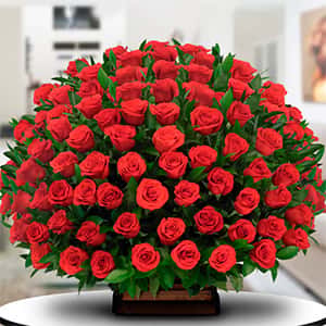 Arreglo Floral una cara rosas rojas x 72