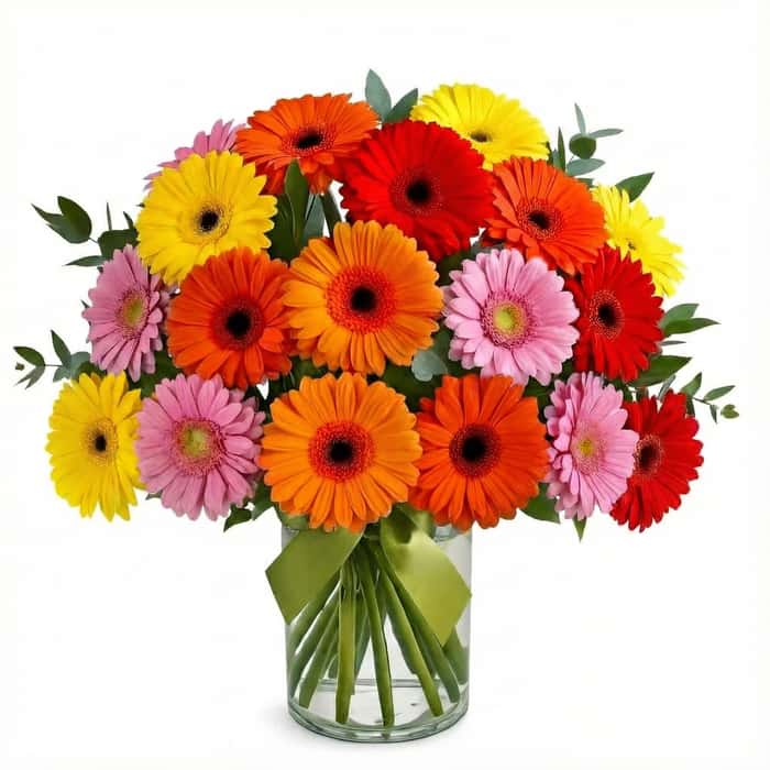 Florero gerberas varios colores x 18